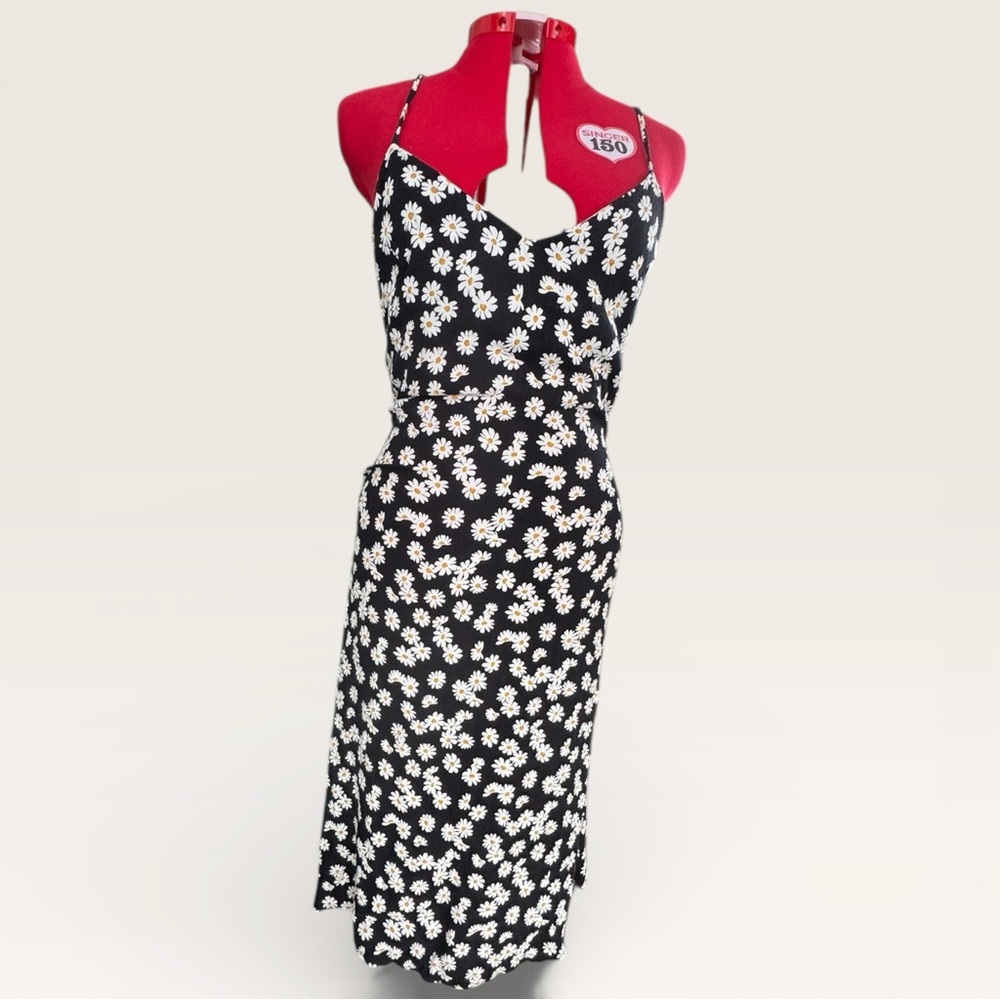 Reformation Black Daisy Backless Slip Dress